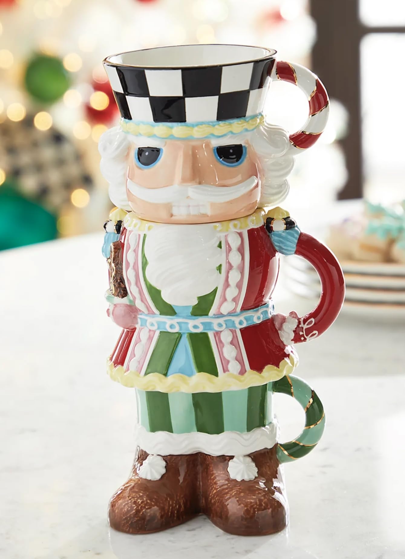 Amazon.com: MACKENZIE-CHILDS Holiday Sweets Stacking Mugs - Set of